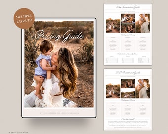 Photography Pricing Template for Photoshop or Canva - Photography Investment Guide - Photography Sell Sheet - Printable Price Guide