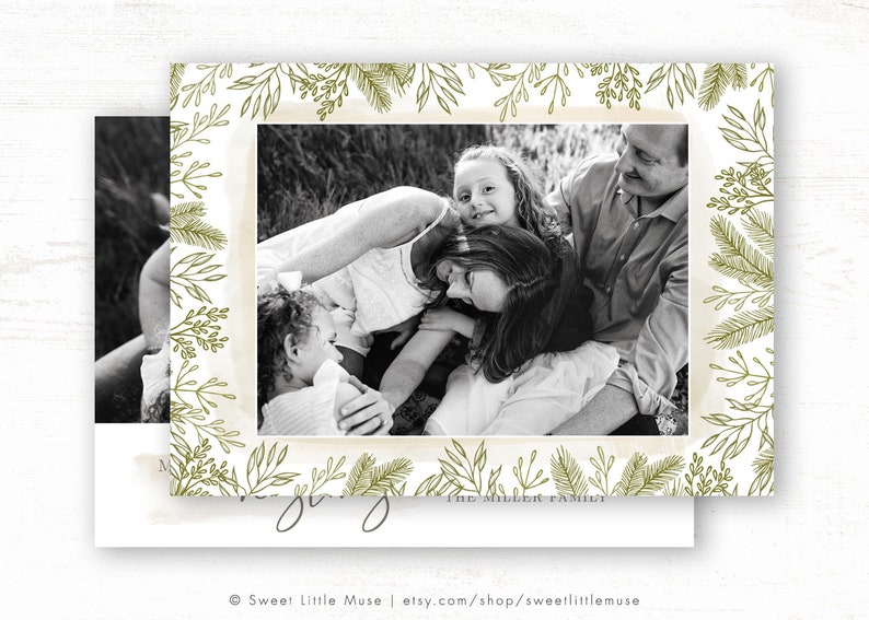 Organic Christmas Card Christmas card template Photo Christmas Card Template Holiday card template