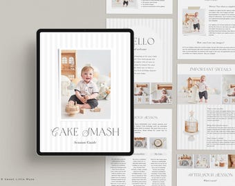 Cake Smash Session Guide Template for Canva - Editable Photography Templates