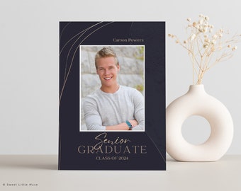 Graduation Party Invitation Canva, Editable Senior Grad Card Announcement, Graduation Announcement template with pictures, instant download