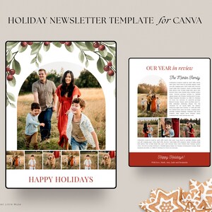 Afdrukbare nieuwsbriefsjabloon voor Canva - Bewerkbare kerstnieuwsbriefsjabloon - Vakantieklant-e-mail direct downloaden