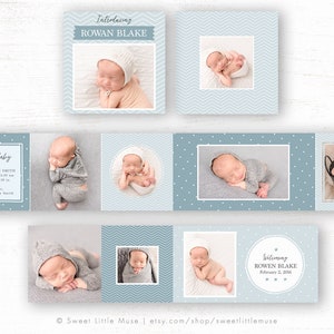 Accordion template for photographers - Mini Accordion birth announcement template for photoshop