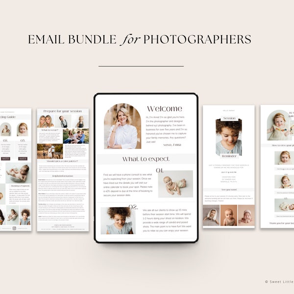 Photography Email Template Bundle Canva - Email Newsletter pour photographe - Canva Digital Welcome Guide, téléchargement instantané, e-mail de bienvenue