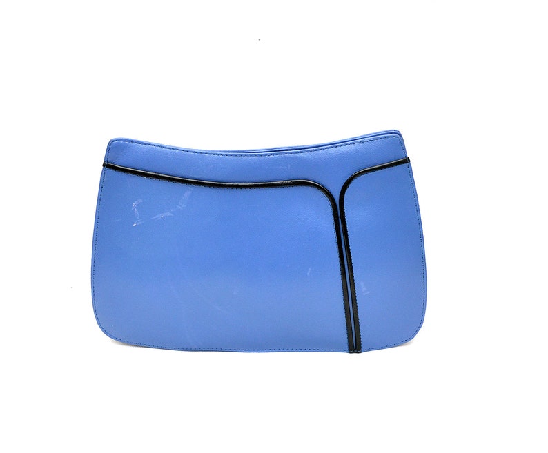 Vintage Jacques Vert Blue Leather Shoulder Bag Clutch