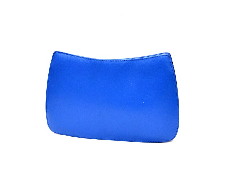 Vintage Jacques Vert Blue Leather Shoulder Bag Clutch