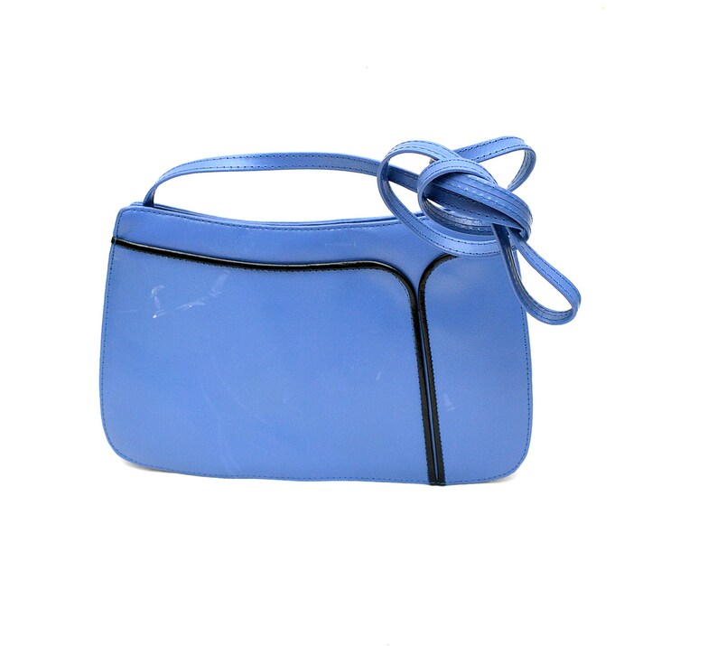 Vintage Jacques Vert Blue Leather Shoulder Bag Clutch