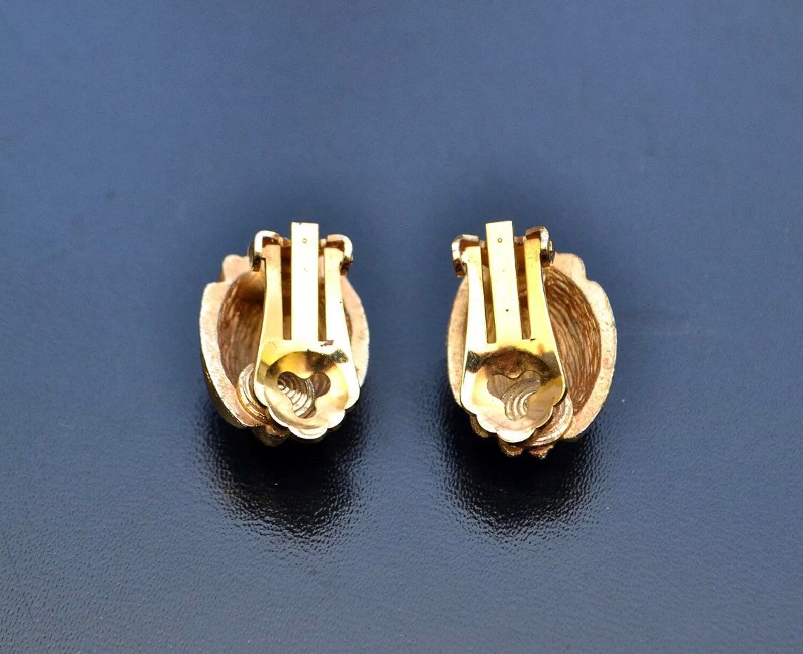 Vintage Christian Dior Gold Tone Clip On Earrings With Stones Etsy