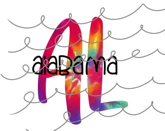 Tie dye Alabama, alabama sublimation, AL, tie dye, state, digital, tie dye Alabama