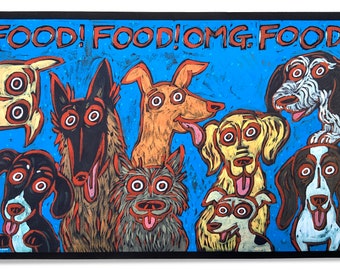 OMG FOOOD!!! .... Extra large, high quality artist created dog feeding mat.