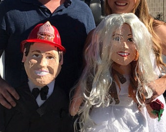 Bride and Groom Wedding  couple Piñatas.
