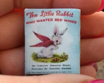 Dolls House 12th Scale The Little Rabbit Who Wanted Red Wings. Kit form miniature book.