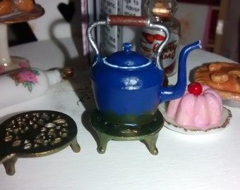 12th Scale dolls house Blue Kettle