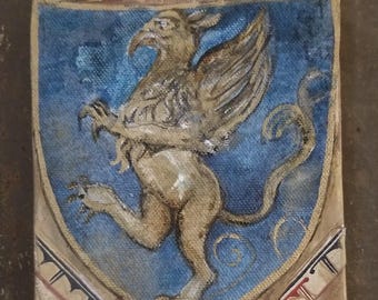 Hand Painted Griffin Ornament + Medieval Style +  Re-enactor's Gift + Knight's Decor + Middle Ages Christmas