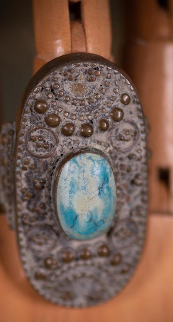 Handmade Extra Large Turquoise Ring, Medieval Cos… - image 1