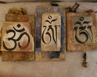 Hand Painted Om on Reclaimed Wood + Meditation Space Decor + Original Art