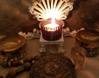 Hand-Painted Goddess Altar: Candle Holder, Tea Light & Crystals