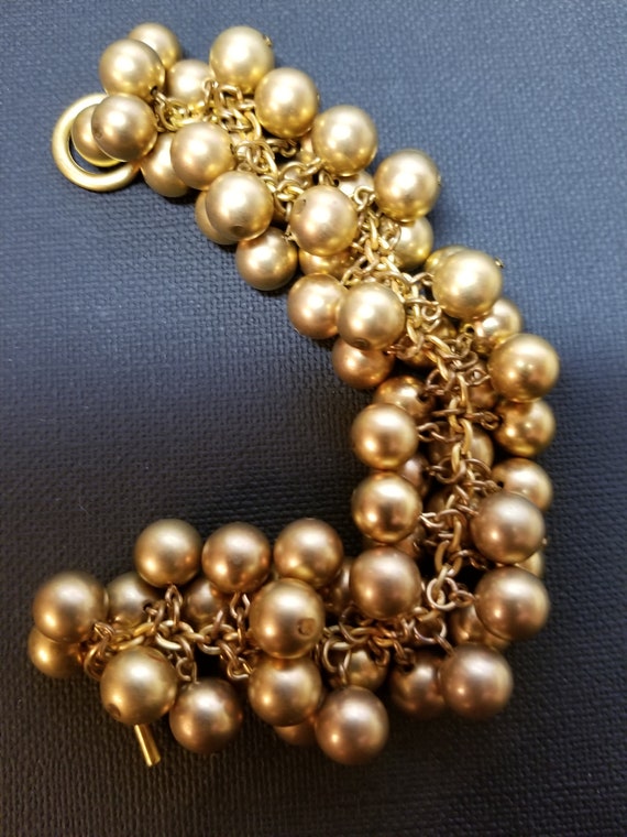 Vintage Paris Gold Bead Bracelet +  Gold Bead Brac