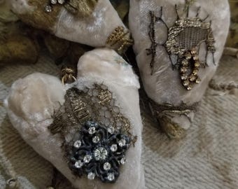 Versailles - Hand Made Embellished Velvet Hearts - Heart Ornaments