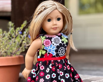 18in doll Black Floral Day Dress