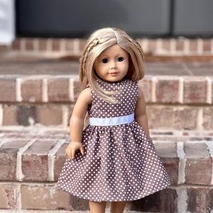 18” doll Brown Polka Dot Day Dress