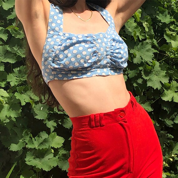1940s Vintage Polka Dot Halterneck Top