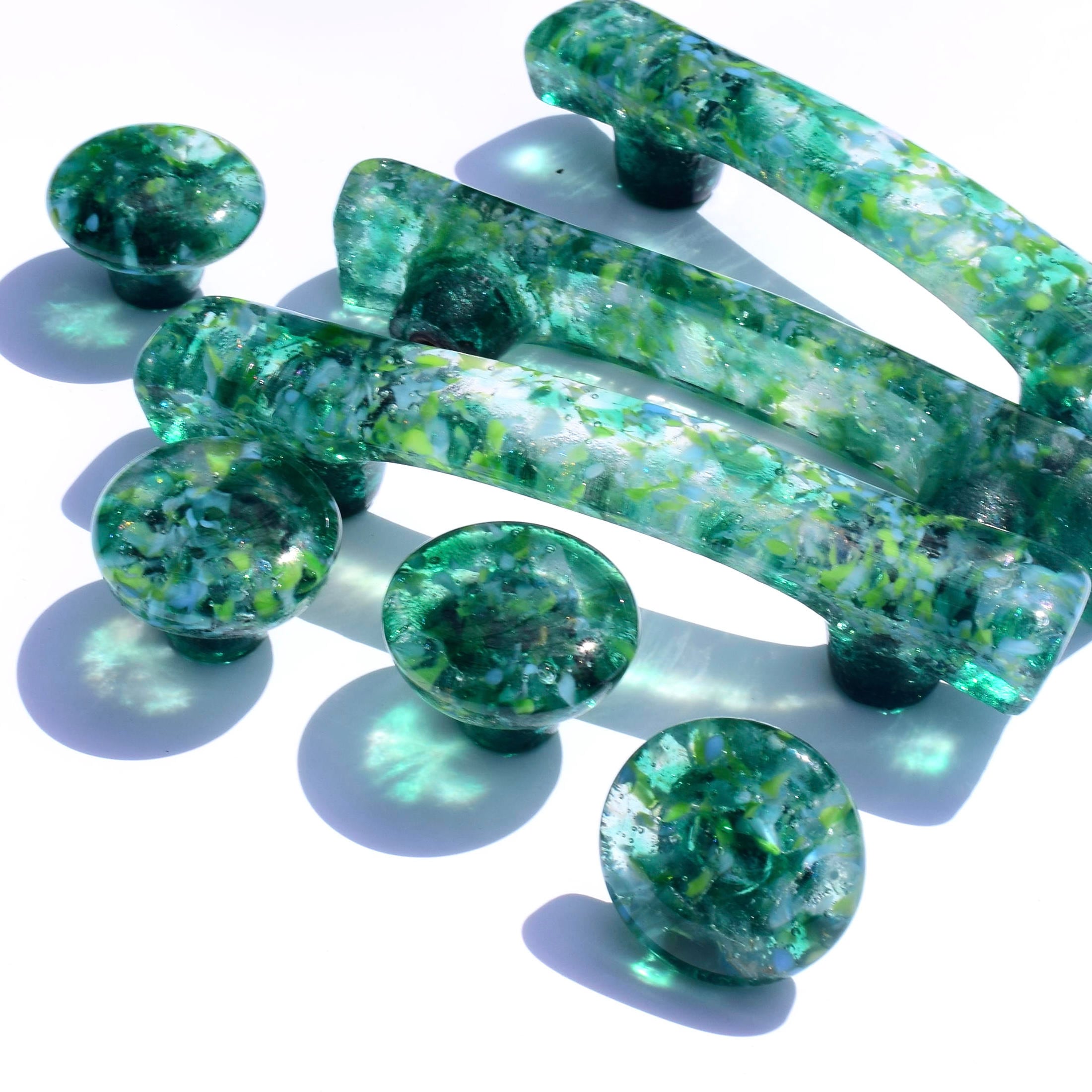 Sea Green glass knobs handles and pulls for drawers Etsy