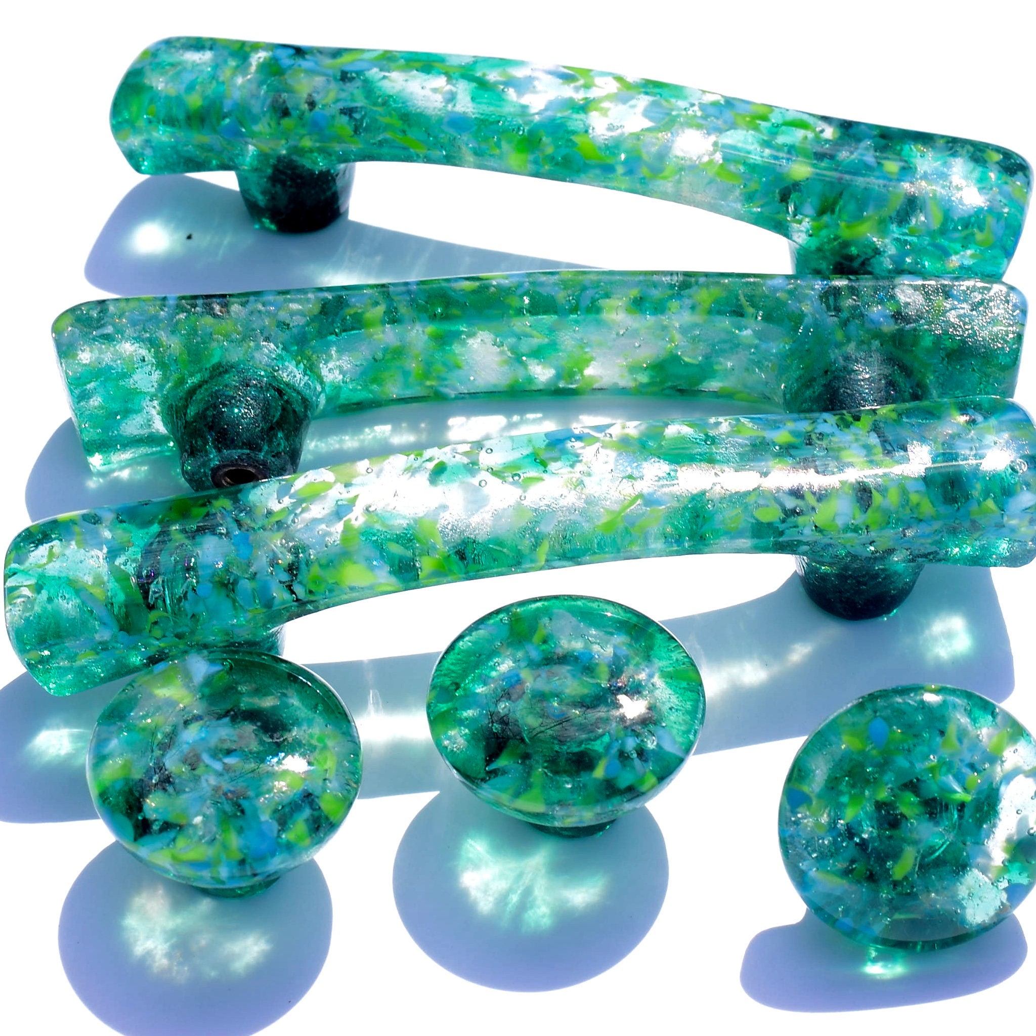 Sea Green glass knobs handles and pulls for drawers Etsy