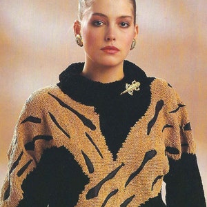 1980&#39;S Vintage Knitting pattern Animal design sweater PDF Download pattern only