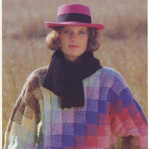 1980&#39;S Vintage Knitting pattern blocks of colour patterned sweater jumper PDF Download pattern only