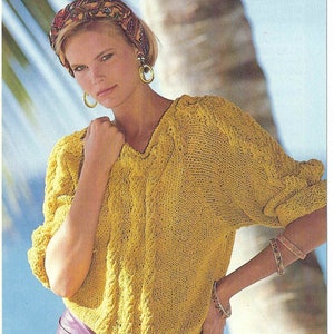 1980&#39;S Vintage Knitting Twisted rope design summer sweater PDF Download pattern only