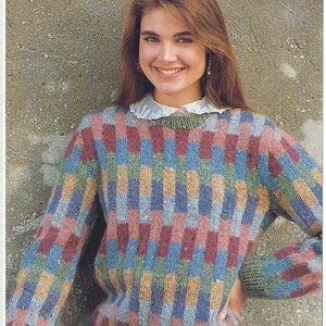 1980&#39;S Vintage Knitting pattern rectangle patterned sweater jumper PDF Download pattern only