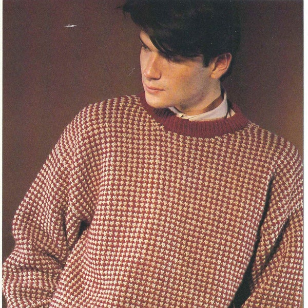 1980'S Vintage Knitting pattern Men's tweed pattern sweater jumper PDF Download pattern only