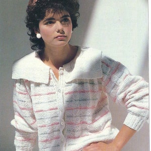1980&#39;S Vintage Knitting pattern Stripes with Sailor collar Cardigan PDF Download pattern only