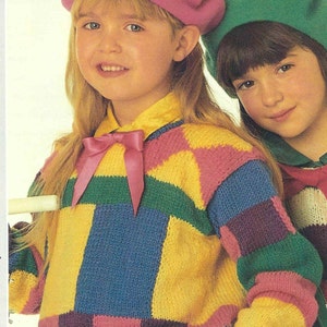 1980&#39;S Vintage Knitting pattern Child&#39;s colourful design Sweater PDF Download pattern only