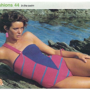 1980&#39;S Vintage Knitting pattern Swimsuit one piece swimwear PDF Download pattern only