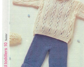 1980'S Vintage Knitting pattern Baby's top and trousers PDF Download pattern only