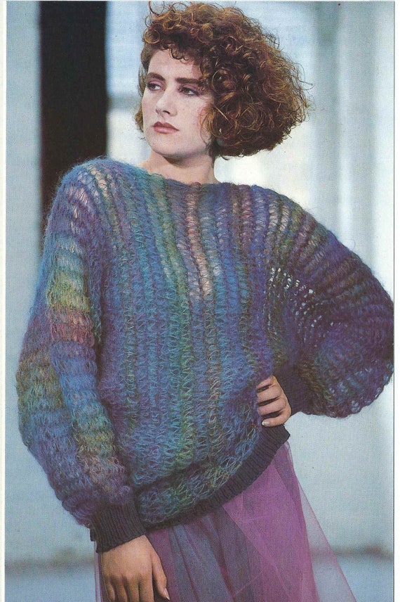 1980'S Vintage Knitting pattern Quick knit Mohair sweater jumper PDF  Download pattern only