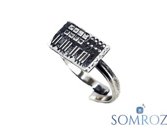 Klawiatura - Ręcznie robiony pierścień ze srebra próby 925