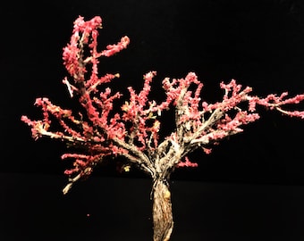 Hand Cut Pink Cherry Blossom Model Tree: Diorama Scenery