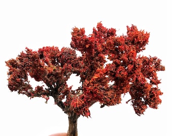 Handmade Red Autumn Miniature Tree: Diorama Scenery, Wargaming