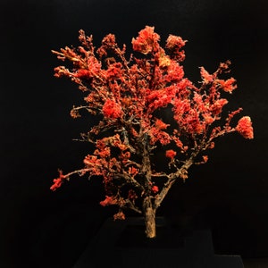 Handmade Red Autumn Miniature Tree: Diorama Scenery