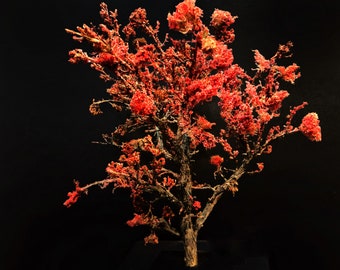 Handmade Red Autumn Miniature Tree: Diorama Scenery