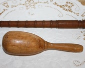 One 10 quot long vintage wood bobbin and one 6 quot long vintage wood darner