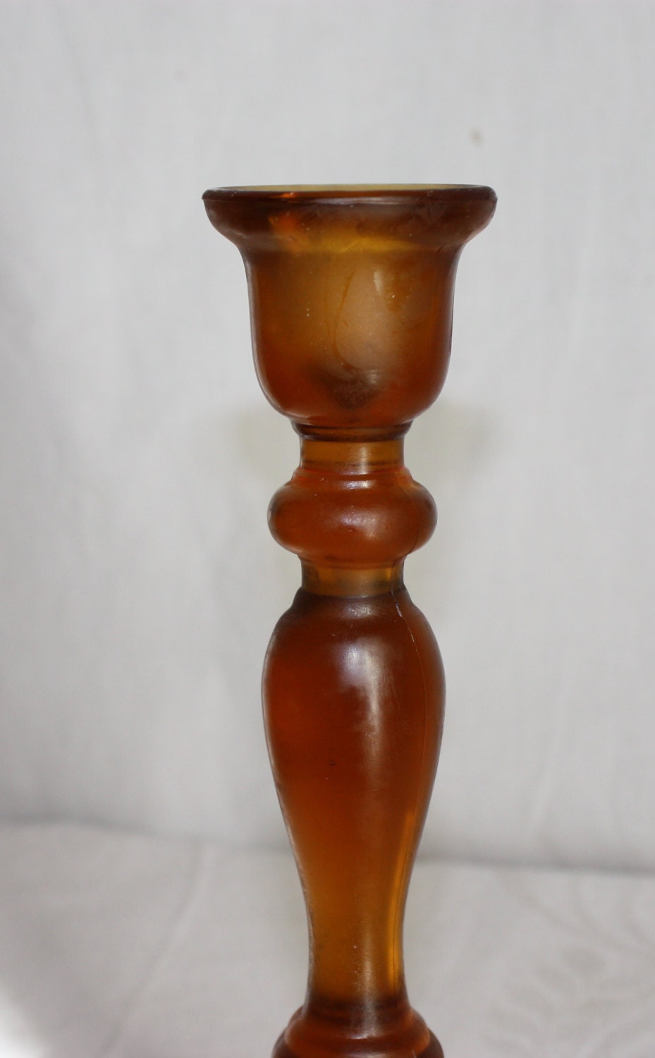 Amber glass taper candle holder 8 inches tall base is over 4 Etsy