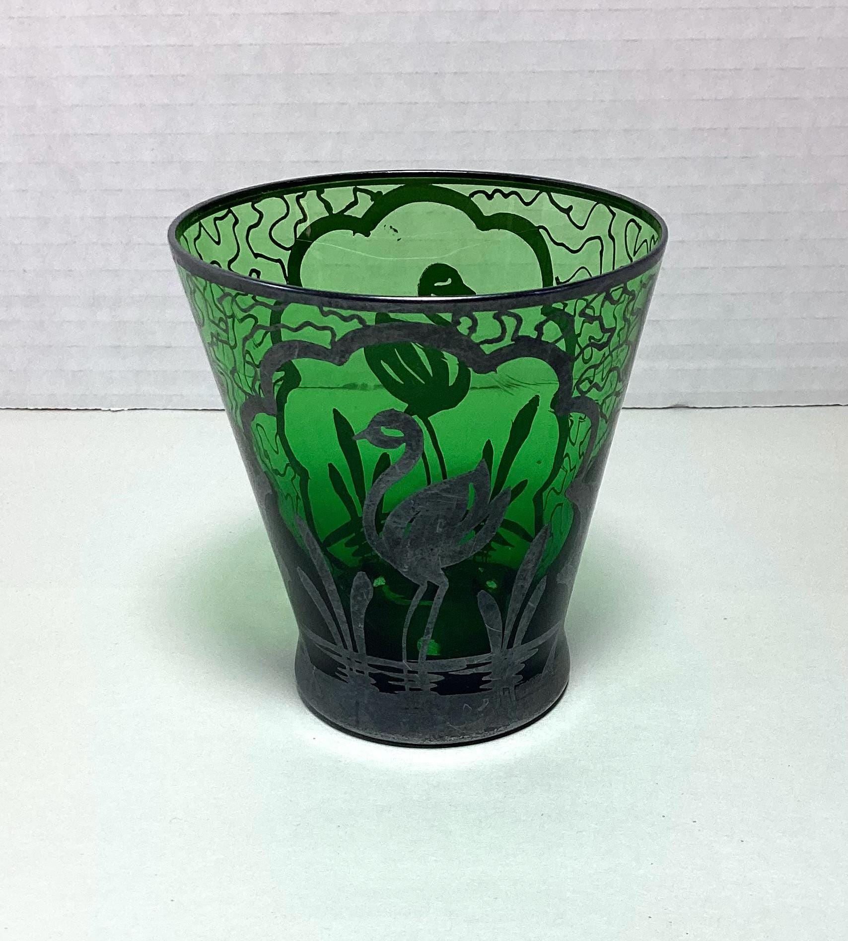 Green Glass With Silver Overlay - Etsy