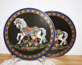 Vintage Rocking Horse Candy Tin: Dot's Four Way Assortment, 10" Wide