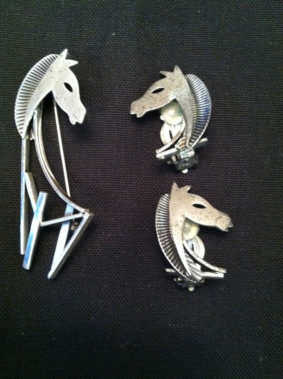 Beau Sterling brooch and earring set