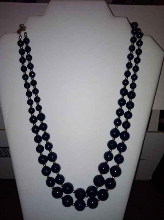 Dark Blue Double Strand Necklace