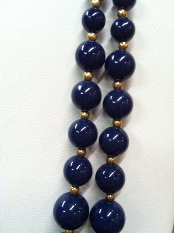 Dark Blue Double Strand Necklace - image 3