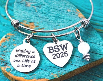 2026, BSW, bachelors of Social Work, bachelors degree, Social Worker, BSW 2026, class of 2027, Graduation, Grad, Silver Bracelet, Custom